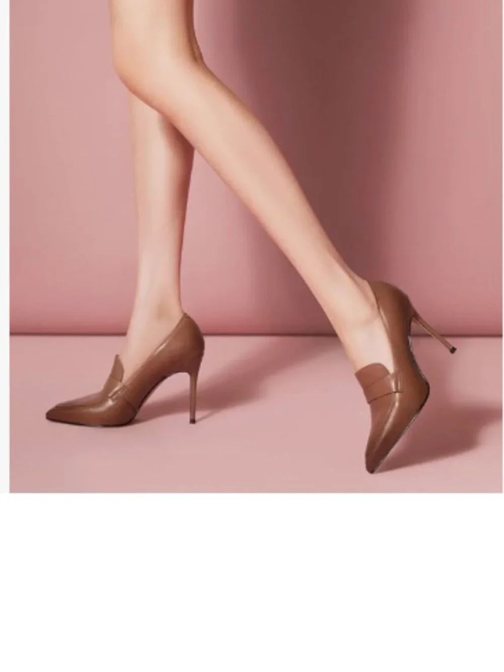 YDN Brown High Heel Pumps Slip on Pointed Toe Loafers All Season Office Shoes